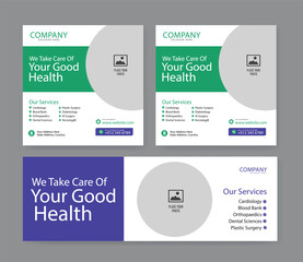 Healthcare social media post design bundle. Medical healthcare web banner template. Your health is our priority flyer design template
