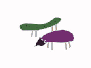 Eggplant and cucumber vehicle toys to make during the equinox