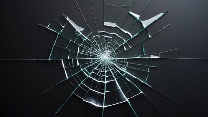 Fototapeta premium Breaks in the glass on a black surface