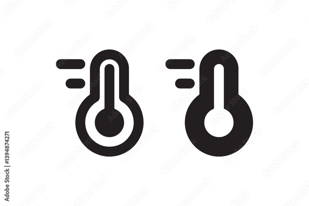 Poster thermometer icons with temperature motion lines vector