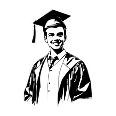 silhouette of man student graduation