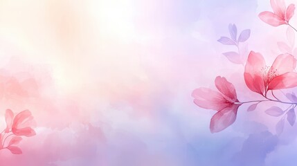 Obraz premium Dreamy pink flowers on blue and pink backdrop, vibrant floral scene pink