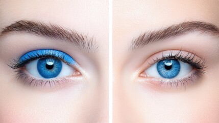 Obraz premium Mesmerizing blue eye, captivating closeup of long eyelashes and stunning iris detail