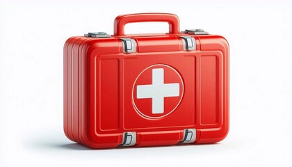 Obraz premium Red first aid kit symbolizes preparedness for medical emergencies isolated on white background
