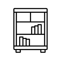 Outline bookshelf furniture vector icon illustration for home decor and storage solutions design ideas