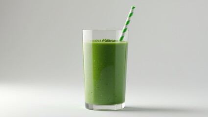 White backdrop featuring a glass of spinach juice
