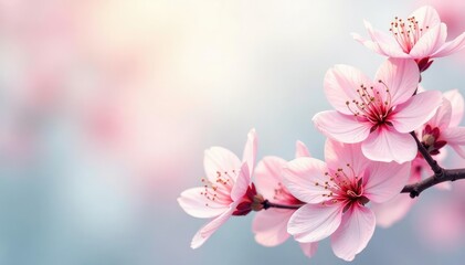 Obraz premium Delicate watercolor blossoms, soft pastel hues, textile, vintage, graphic