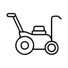 Lawn mower outline vector illustration for gardening equipment and landscaping services icon design
