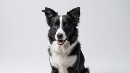 Fototapeta premium Portrait of a Watchful dog sitting and turning its head, isolated on white