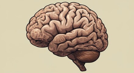 Detailed anatomical illustration of the human brain with intricate design