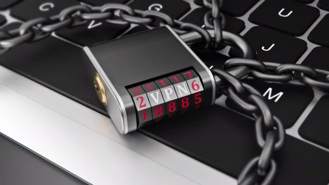 Login Computer Security Concept or VPN Text with Lock and Chain