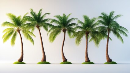 Obraz premium Coconut trees exhibiting diverse stems, Isolated on white background