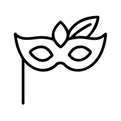 Elegant venetian masquerade mask outline icon for carnival party and costume ball event decoration vector