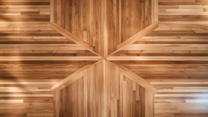 Top-down perspective of hardwood basketball court