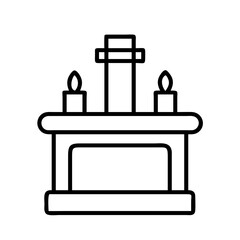 Outline fireplace with candles vector icon design element for home decor and holiday celebrations