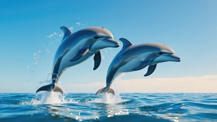 Obraz premium Dolphins showcased in the image. The most remarkable moments.