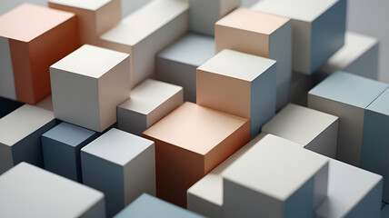 Obraz premium Minimalist Cubes in Soft Pastel Tones