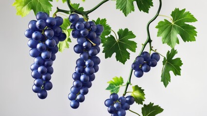 Vine leaves and blue grape collage