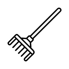 Rake vector icon for gardening tools and agricultural equipment farm landscaping and yard work equipment illustration