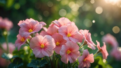 Obraz premium Detailed Macro Image of Geranium Flowers in the Garden. Vertical Photo