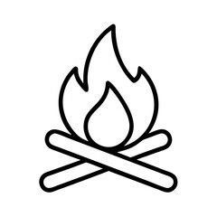 Campfire outline vector icon illustration for camping fire bonfire and outdoor adventure design needs