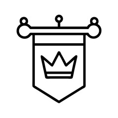 Crown royal banner vector icon illustration, heraldic flag design for medieval games and fantasy art 
