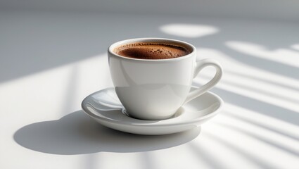 Fototapeta premium White backdrop with a coffee cup