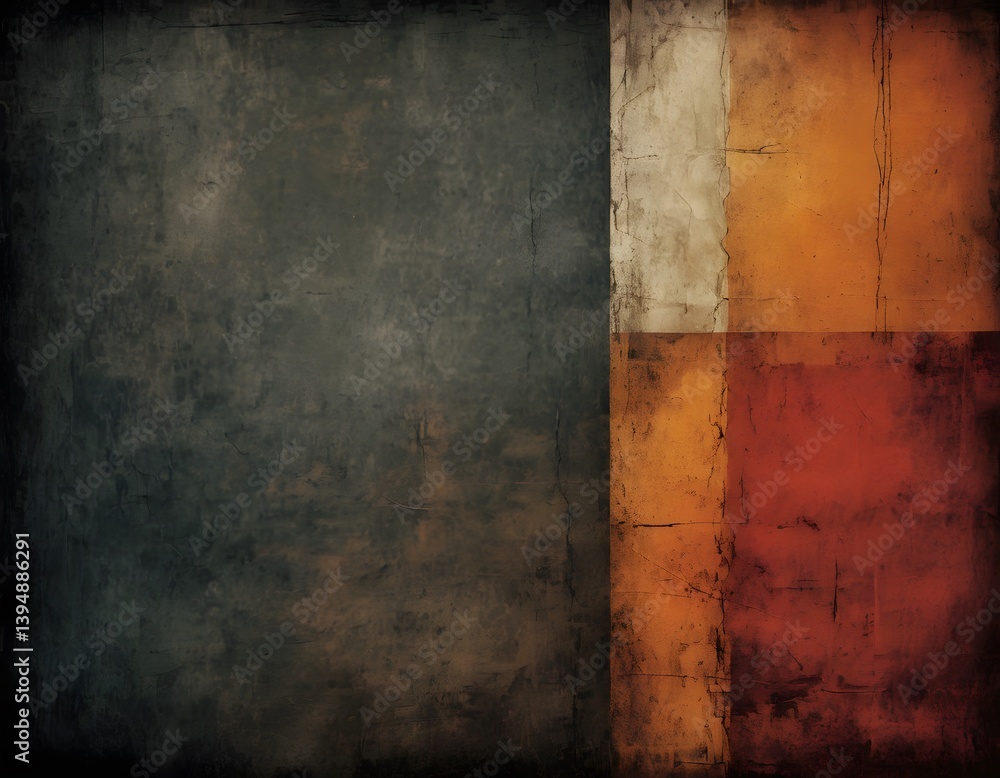 Poster textured dark backdrop with warm hints, an aged canvas. abstract reds and oranges create vintage cha