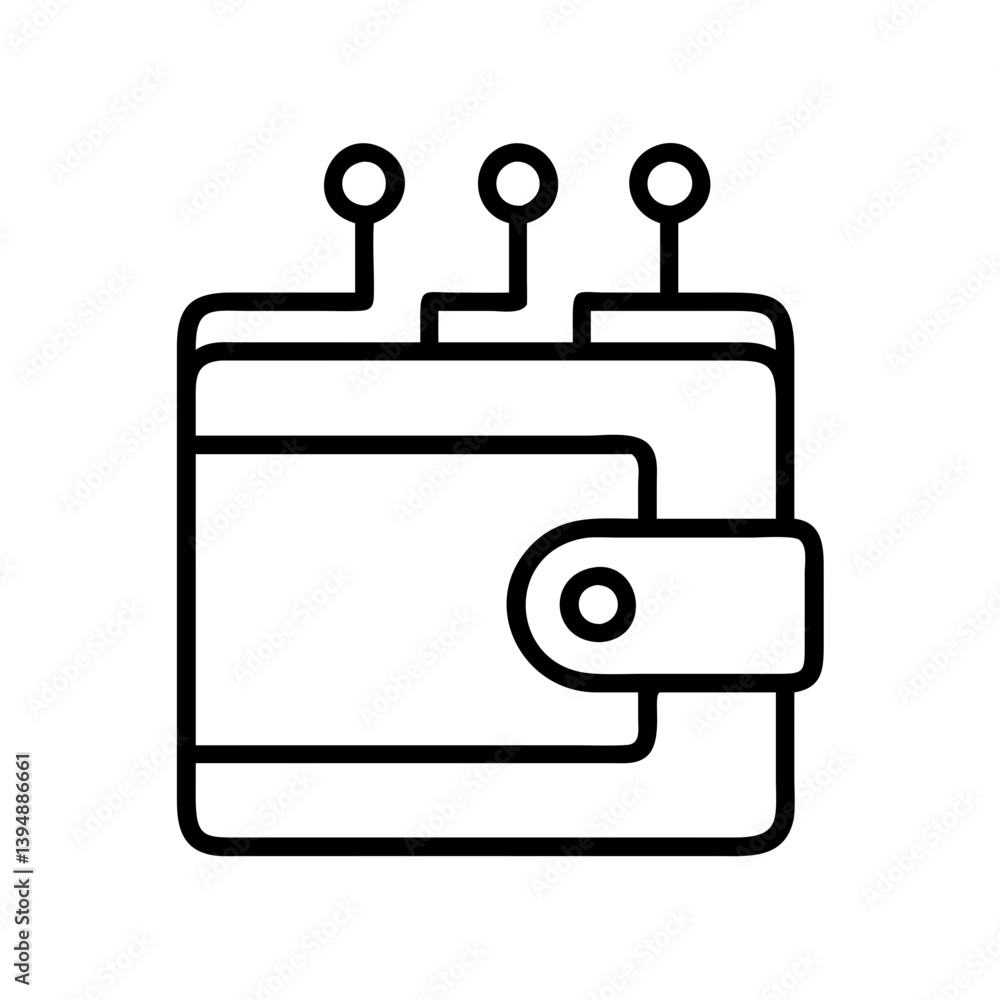 Poster digital wallet icon for cryptocurrency and blockchain technology and finance with secure connection