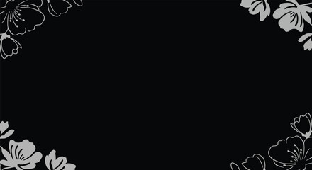 Obraz premium Background black flower. Elegant floral design featuring abstract blooms on a sleek black backdrop for a contemporary aesthetic. Vector illustration wallpaper design.