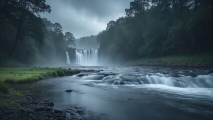 Marvel at the surreal elegance of Waterfall in long exposure, with each droplet appearing as a refined mark in the canvas of nature.