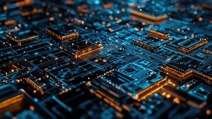 Obraz premium A blue, cyber-enhanced digital world map, emphasizing AI-powered global connections