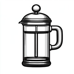Fototapeta premium Explore the simplicity of line art design showcasing a French press coffee maker in a minimalist style for modern kitchens