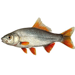 Carp, watercolor illustration, isolated on a white background.

