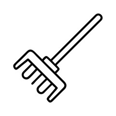 Outline garden rake vector icon illustration for agriculture and farming equipment design use one hundred