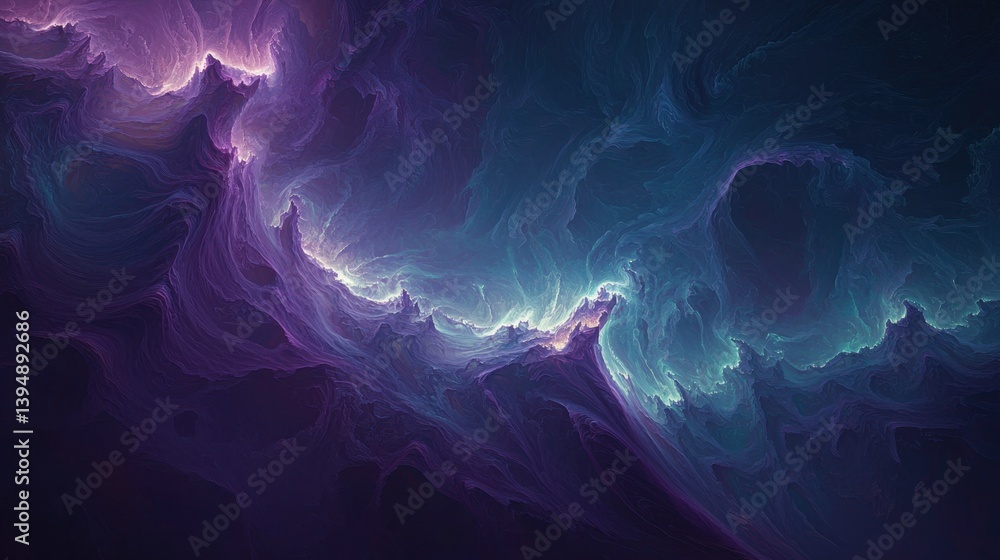 Poster mesmerizing abstract fractal pattern, glowing with vibrant colors, intricate spirals and flowing ene