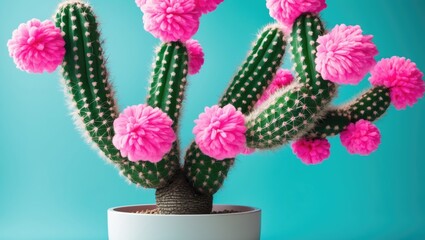 Obraz premium Holiday cactus plant. Stylish tropical Christmas idea Candy minimal design