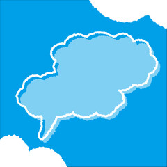 ちぎり絵のようにジワジワ滲んだラフなアウトラインの白い雲のようなフキダシ・フレームシリーズ。セリフや名札（ネーム）やワッペンに。ベクター素材