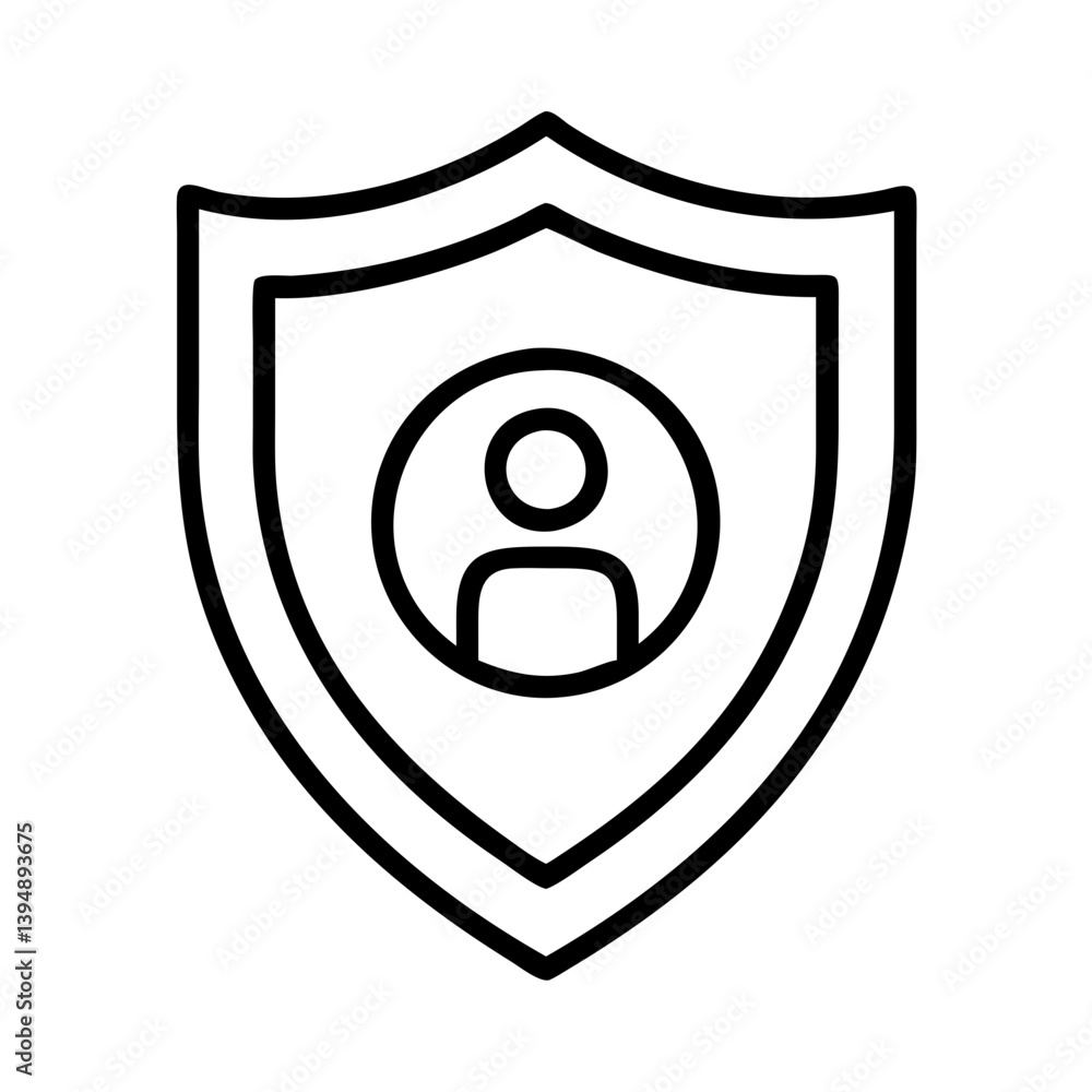 Poster user identity protection shield icon for secure profile and privacy access control security symbol