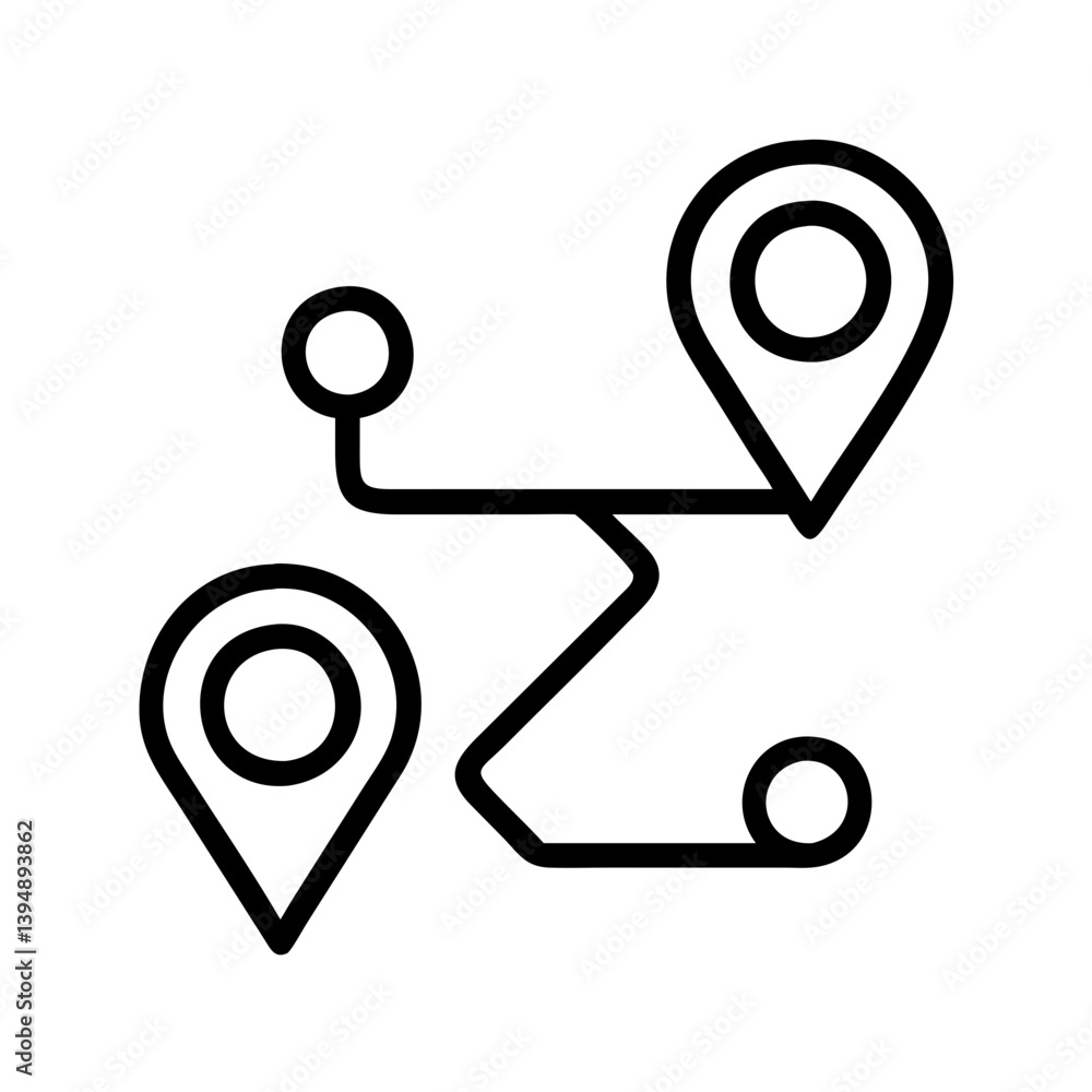 Poster route navigation map direction gps travel destination location journey path planning waypoints char