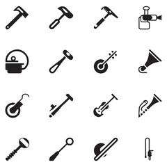 Fototapeta premium Tools icons set. Instruments signs collection. Tool simple icon. Vector Black silhouettes. with white background