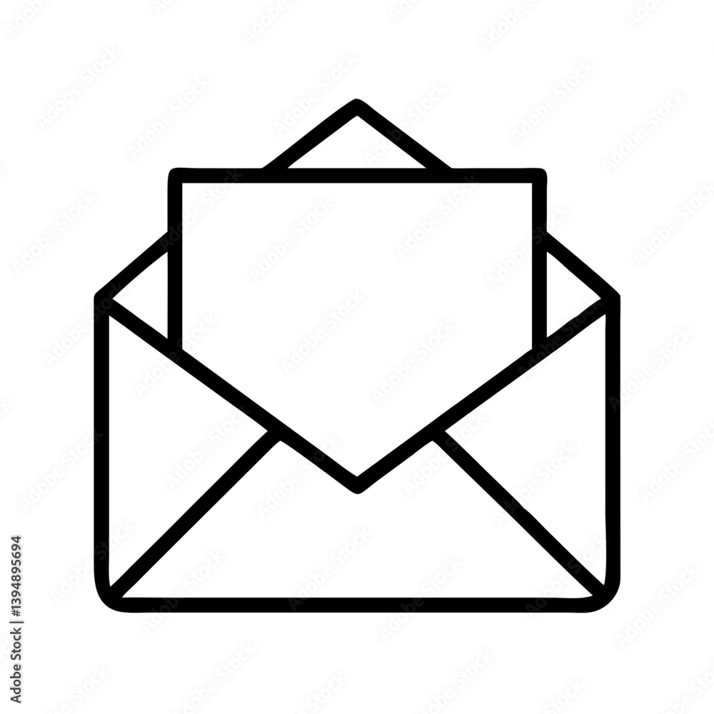 Poster open envelope with letter vector icon illustration for email marketing and communication design elem