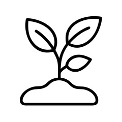 Plant growing in soil vector icon seedling growth agriculture gardening sprout cultivation nature 