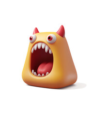 Colorful 3D monster icon with exaggerated features and playful expression ideal for fun graphics and digital designs