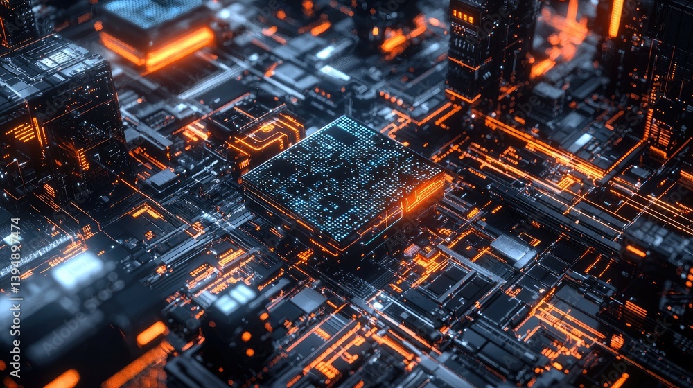 Poster a digital padlock with encrypted codes and glowing cyber grid, representing data protection