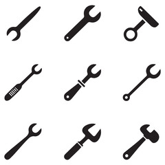 Tools icons set. Instruments signs collection. Tool simple icon. Vector Black silhouettes. with white background