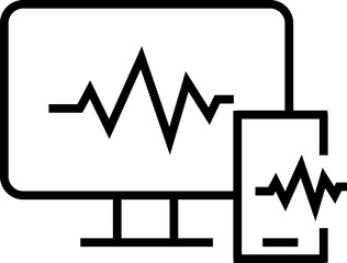 Vital signs monitor icon &ndash; patient heart rate and pulse screen, real-time hospital monitoring symbol with transparent background