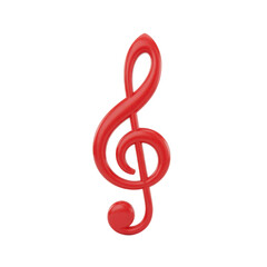 Fototapeta premium Red Treble Clef Music Icon – 3D Musical Note Symbol