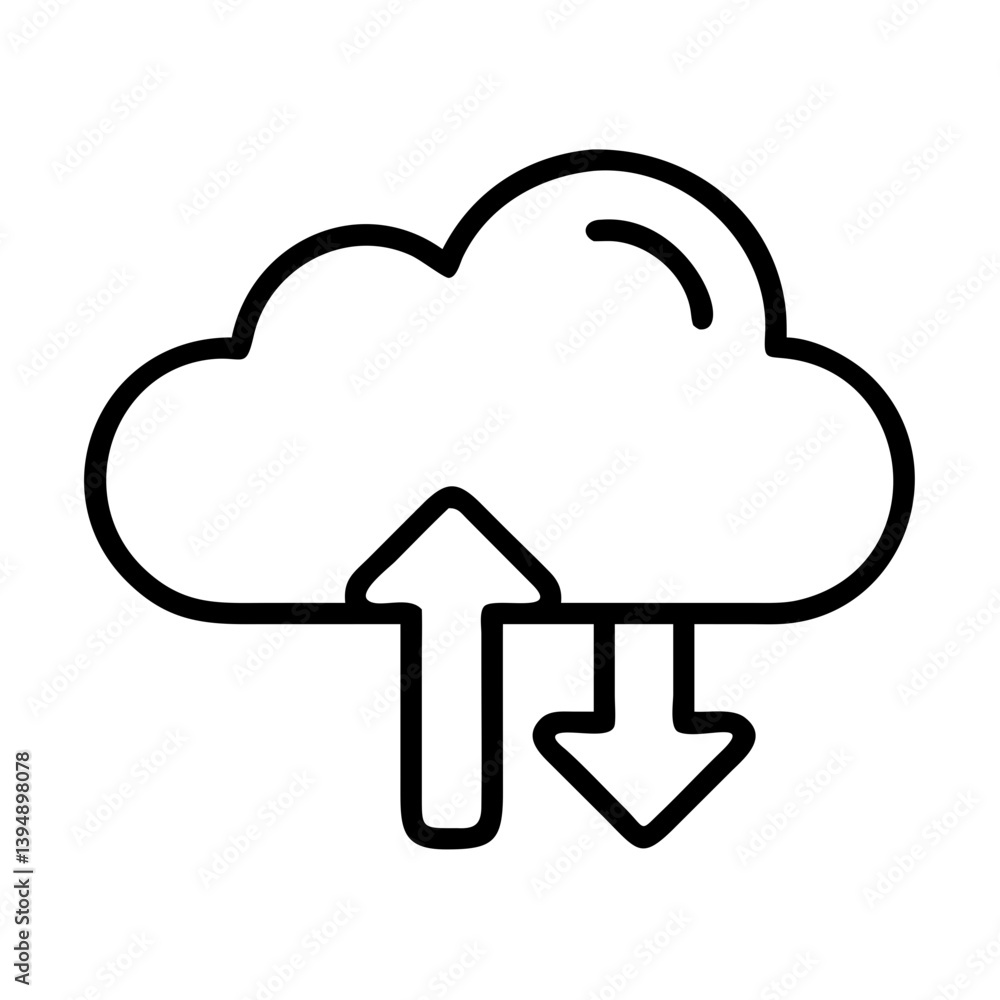Aufkleber cloud computing upload download icon vector illustration for data transfer and backup services onlin