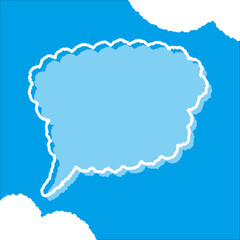 ちぎり絵のようにジワジワ滲んだラフなアウトラインの白い雲のようなフキダシ・フレームシリーズ。セリフや名札（ネーム）やワッペンに。ベクター素材